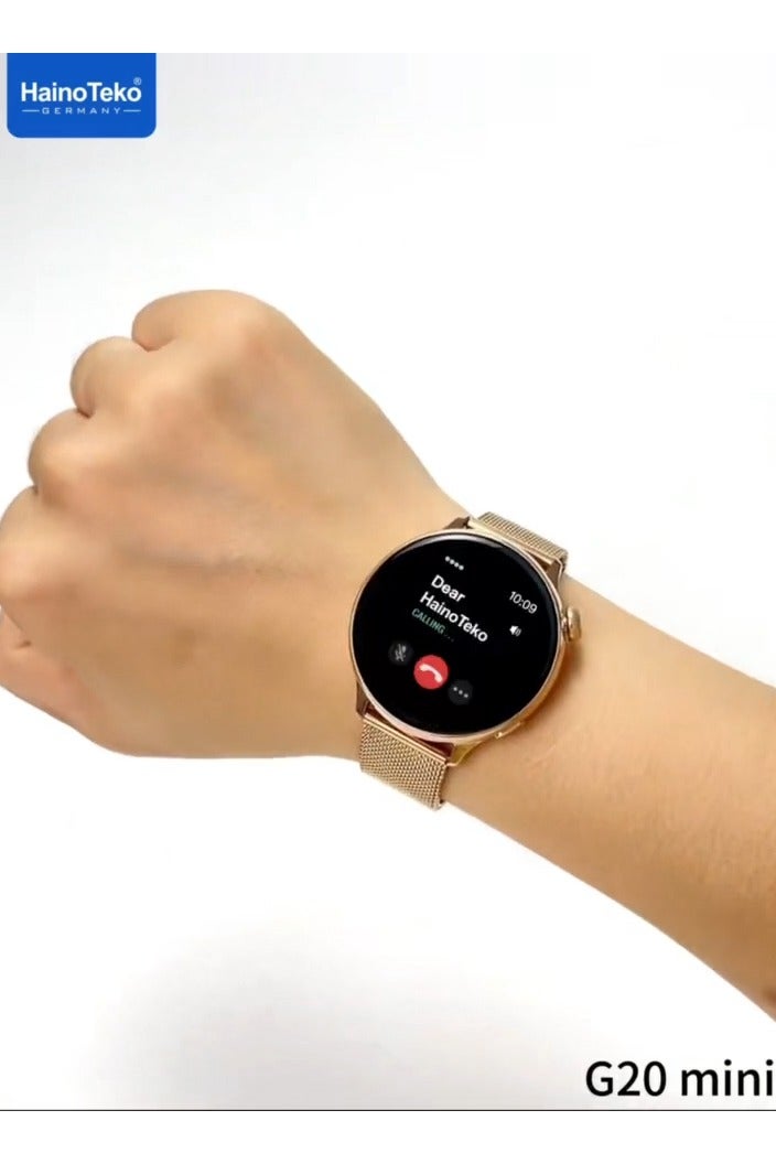 Haino Teko G20 Mini AMOLED Display Smart Watch With BT Call 3 Pair Straps and Charging Cable Designed for Women Black - Image 4